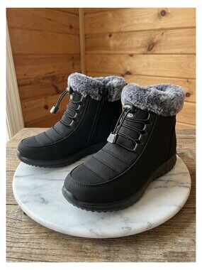 Women's Faux Fur Lined Ankle Snow Boots Slip On Winter